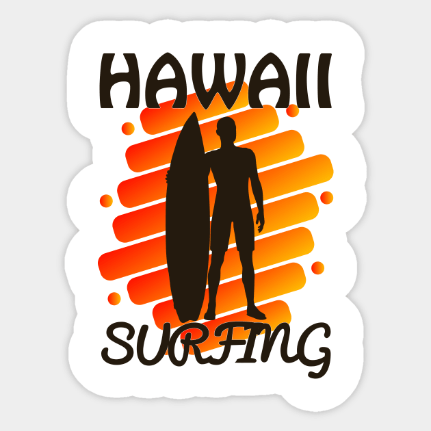 Vintage Hawaii Surfing Label Sunset Orange Sticker by Admair 